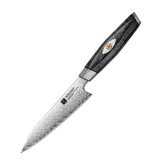 XINZUO Utility Knife Premium M390 Powder Steel With Damascus Pattern Multi-purpose Kitchen Knife Sharp and Durable