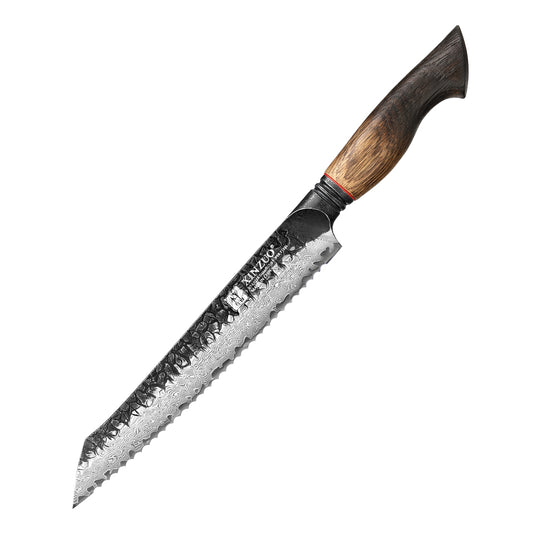 XINZUO 8.5 Inches 67 Layers Black Damascus Steel Bread Knife with  Burnt Oak Handle MO-Series