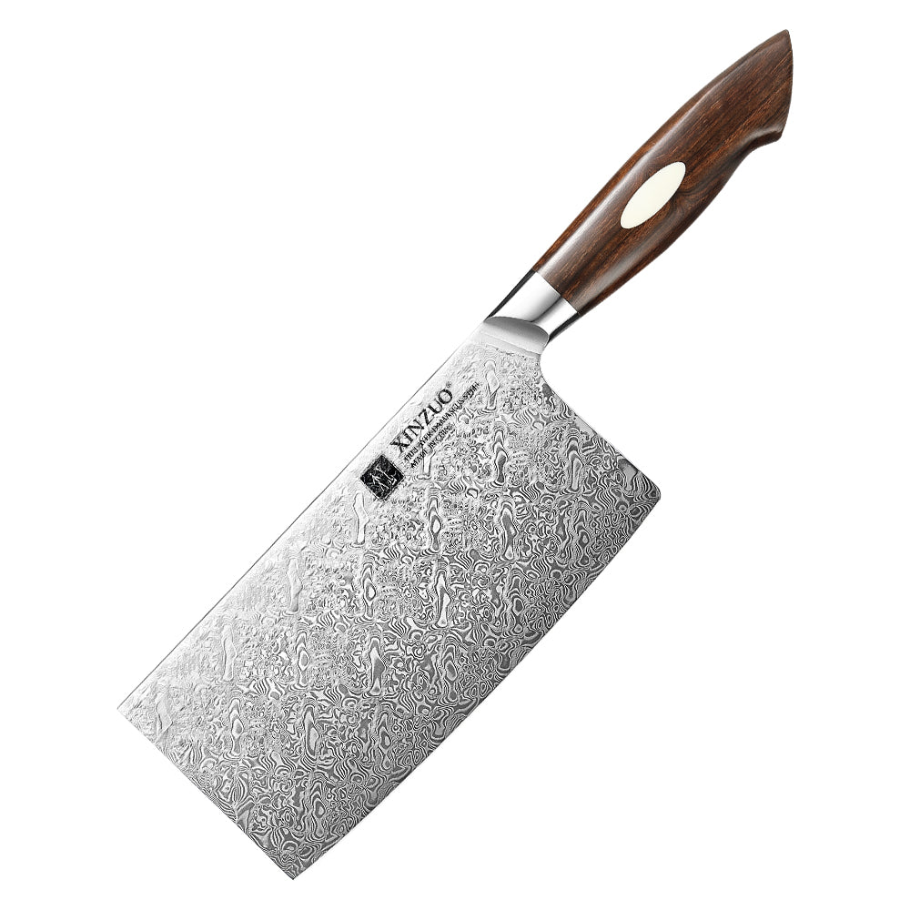 XINZUO 7 Inches Cleaver Knife,110 layers of dual-core Damascus Steel,North America Desert Ironwood