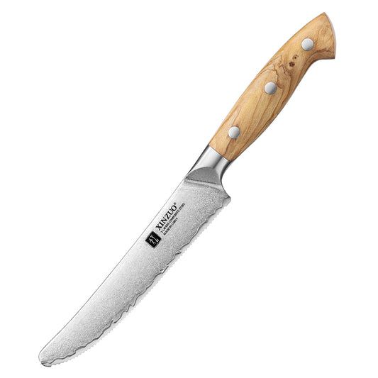 XINZUO Cheese Knife - Triple-Layer Composited Steel with Olive Wood Handle, Razor Sharp & Ergonomic Design-PIN Series