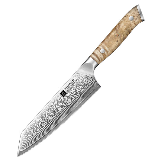 XINZUO 5.8 Inch Bunka Knife 10Cr15CoMoV Core 67 Layers Damascus Steel Ergonomic Wood Handle with Gift Box - Ideal for Home Kitchen & Restaurant