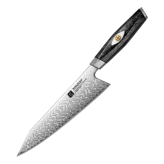 XINZUO Professional Chef Knife - Böhler M390 Powder Core, Water Wave Damascus Pattern, Comfort Grip Handle for Home & Restaurant Use