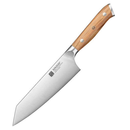 XINZUO Premium German Steel 5.8 Inches Bunka Knife – Olive Wood Handle, 56-58HRC Hardness, Ideal for Daily Kitchen Prep