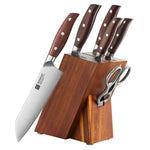 XINZUO Forged Kitchen Knife Set 7PCS Knife Set 440C Steel Core 3 Layers Composite Steel Hardness 60±1HRC