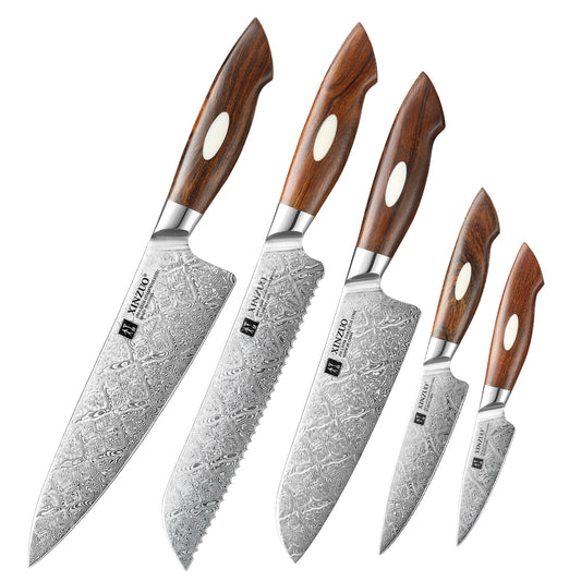 XINZUO 5-Piece  110 Layers Damascus Steel Kitchen Knife Set-Jiang Series