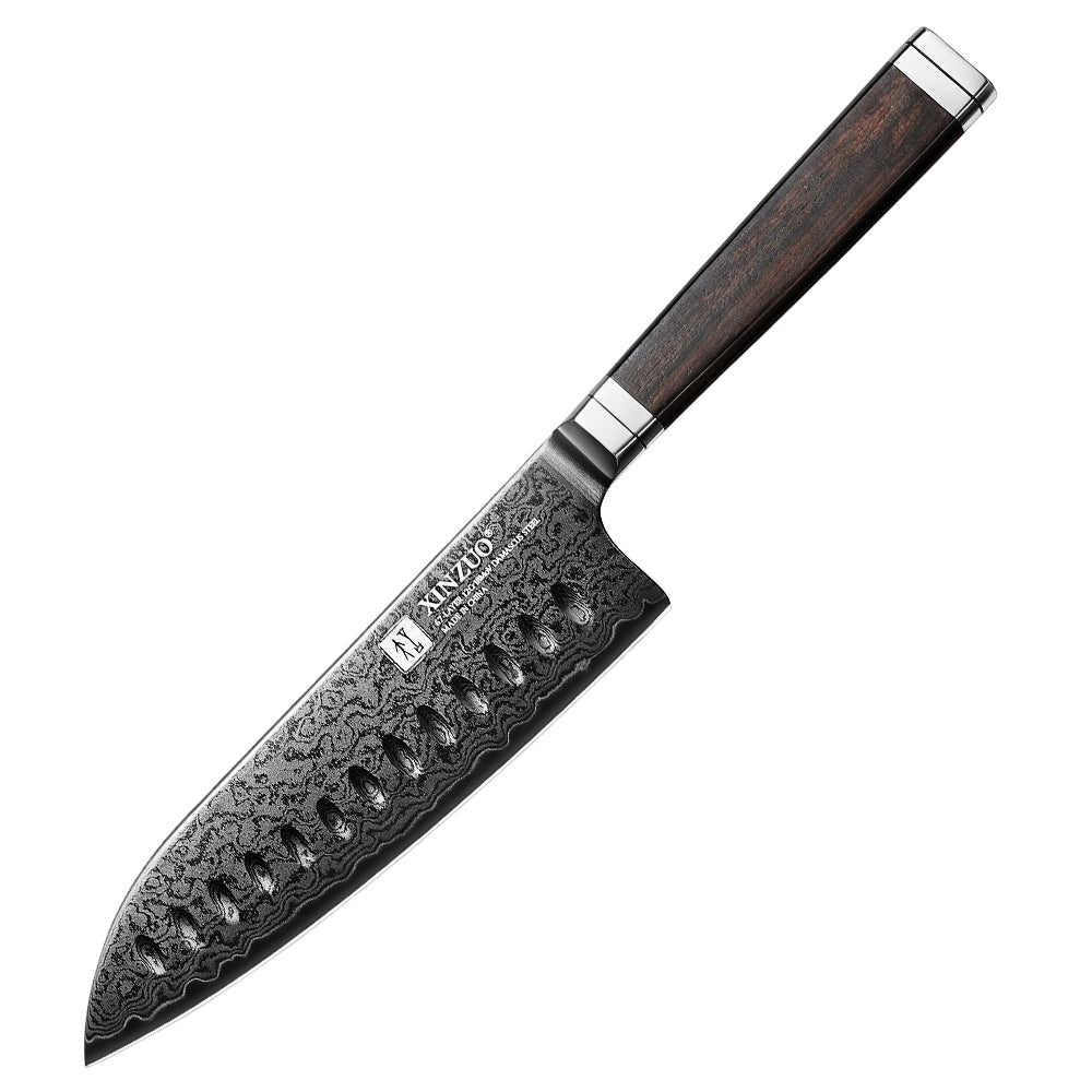 XINZUO Ji Series Japanese Santoku Knife 7.2 Inches,Damascus Steel Blade, with Exquisite Patterns, Presented in an Attractive Gift Box