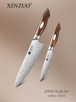 XINZUO 2-Piece 110 Layers Damascus Steel Kitchen Knife Set-Jiang Series
