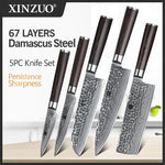 XINZUO HE STRIA HAMMER DAMASCUS SERIES 5PCS Kitchen Knife Set