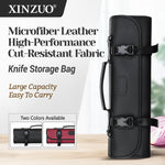 XINZUO Kitchen Knife Roll Bag, Microfiber Leather & Thickened Canvas Knife Storage Wrap with 8 Slots, Portable Wear-resistant Knife Carrier for Professional Chefs Camping Kitchen