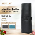 XINZUO 1PC Professional Chef Knife Roll Bag – 8 Slots, Microfiber Leather & Thickened Canvas, Available in Black or Blue,Durable Knife Storage & Travel Case for Chefs, Culinary Students & Home Cooks