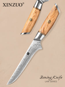 XINZUO Lan Series 73 Layers Damascus Powder Steel Boning Knife.