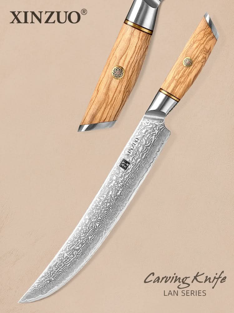 XINZUOLanSeries73LayersDamascusPowderSteel10inchCarvingKnife