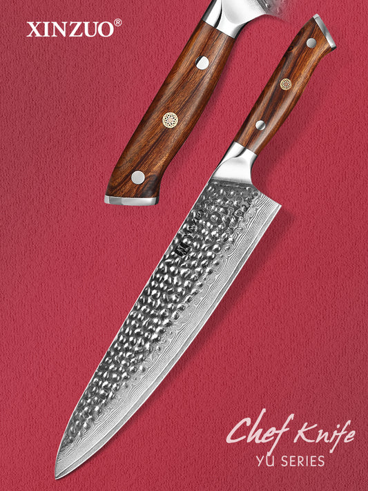 XINZUO YU STRIA HAMMER DAMASCUS XINZUO 10'' inch Chef Knife