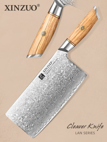 Xinzuo Professional Cleaver Knife Damascus Steel Yi Series