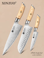 XINZUO Lan Series 3-layer Composite Steel 3PCS Knife Set