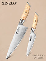 XINZUO Lan Series 3-layer Composite Steel 2PCS Knife Set