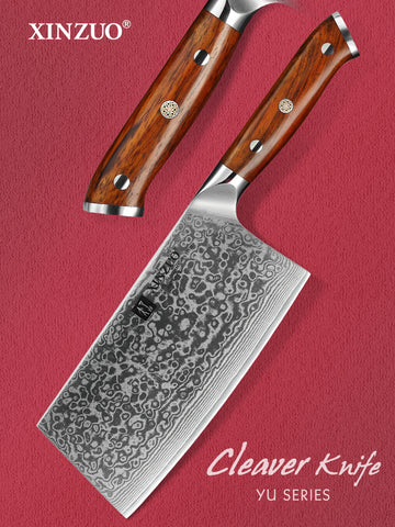 Xinzuo Professional Cleaver Knife Damascus Steel Yi Series