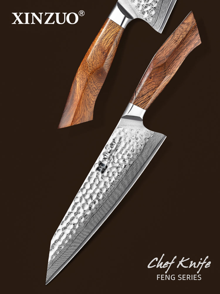 XINZUO FENG STRIA HAMMER DAMASCUS SERIES 8.5 inch Chef Knife