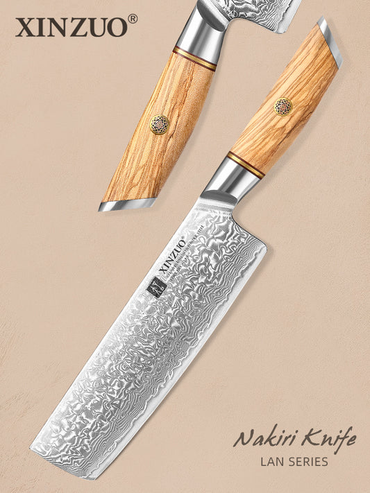 SHAN ZU 6.9 Inch Nakiri Knives 67 Layer Damascus Kitchen Knife