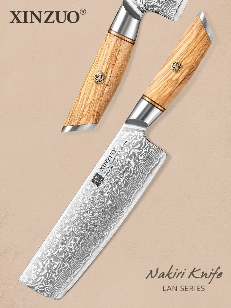 XINZUOLanSeries73LayersDamascusPowderSteel7inchesNakiriKnife