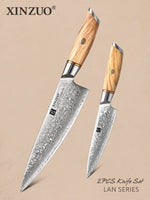 XINZUO Lan Series 73 Layers Damascus Powder Steel 2PCS Knife Set