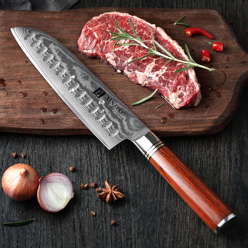XINZUO HE SERIES 7 inch Santoku Knife