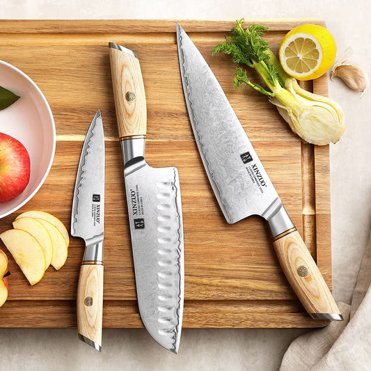 XINZUO Lan Series 3-layer Composite Steel 3PCS Knife Set