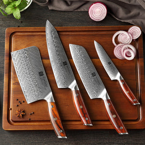 YI DAMASCUS SERIES 4Pcs Kitchen Knife Set