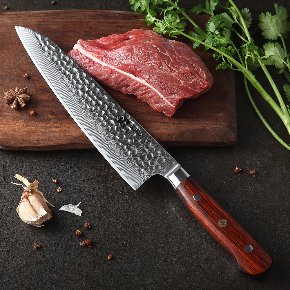 XINZUO 8.5 Inch Chef Knives High Carbon Chinese VG10 67 Layer Damascus  Kitchen Knife Stainless Steel Gyuto Knife Rosewood Handle