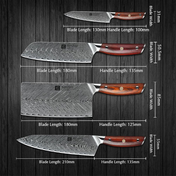 YI DAMASCUS SERIES 4Pcs Kitchen Knife Set