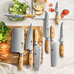 XINZUO Lan Series 73 Layers Damascus Powder Steel 8PCS Knife Set