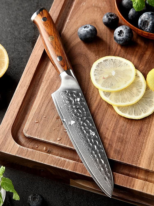 XINZUO YU STRIA HAMMER DAMASCUS 5" Utility Knife