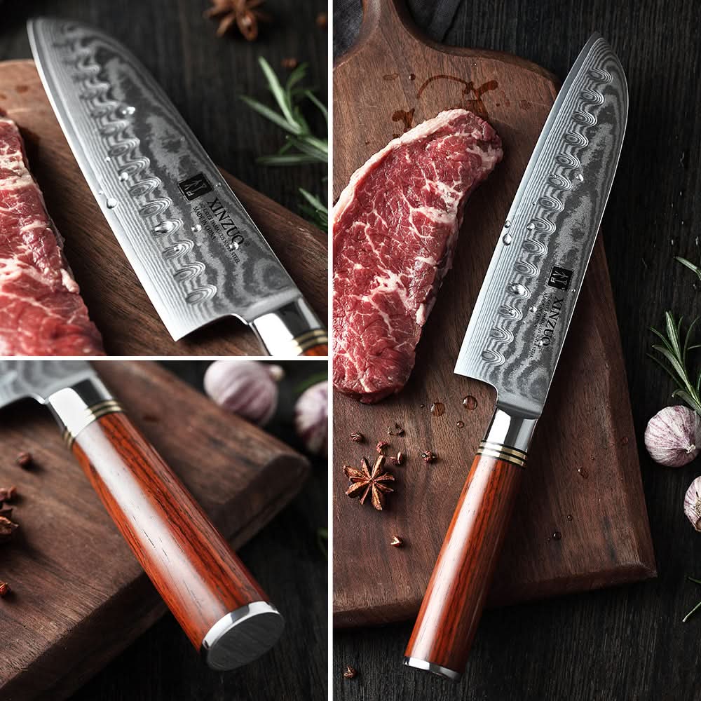 XINZUO HE SERIES 7 inch Santoku Knife