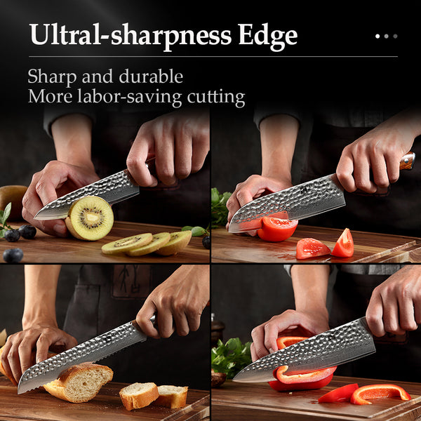 YU STRIA HAMMER DAMASCUS SERIES 5Pcs Kitchen Knife Set