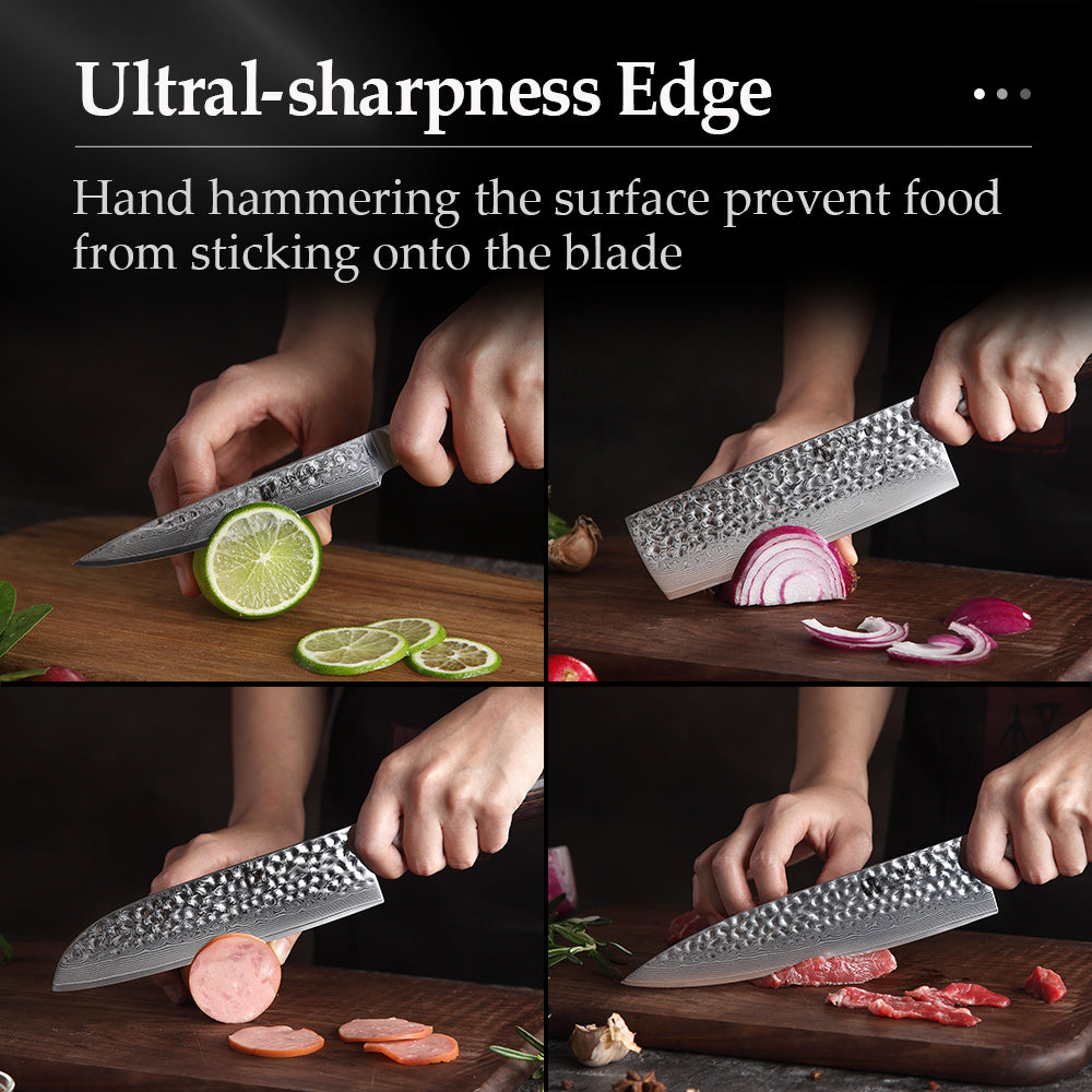 XINZUO HE STRIA HAMMER DAMASCUS SERIES  6PCS Kitchen Knife Set