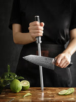 XINZUO New Design Diamond Sharpener Rod High Carbon Steel Carbon Steel With Diamond With Black G10 Handle