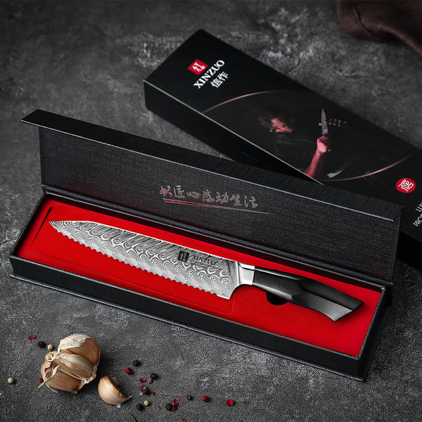 XINZUO Feng Series Damascus Bread Knife – XINZUO CUTLERY