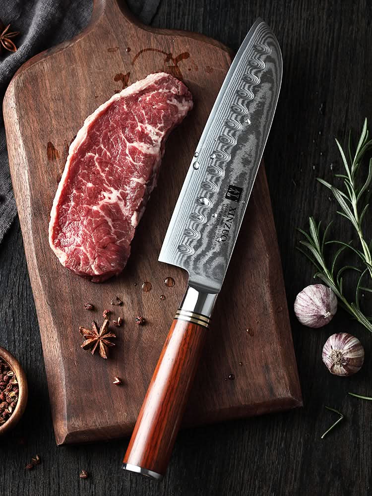 XINZUO HE SERIES 7 inch Santoku Knife