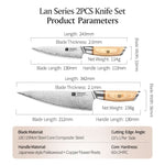 XINZUO Lan Series 3-layer Composite Steel 2PCS Knife Set
