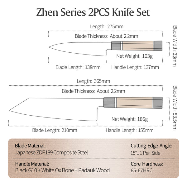 XINZUO Zhen Series Japanese ZDP-189 Composite Steel 2PCS Knife Set