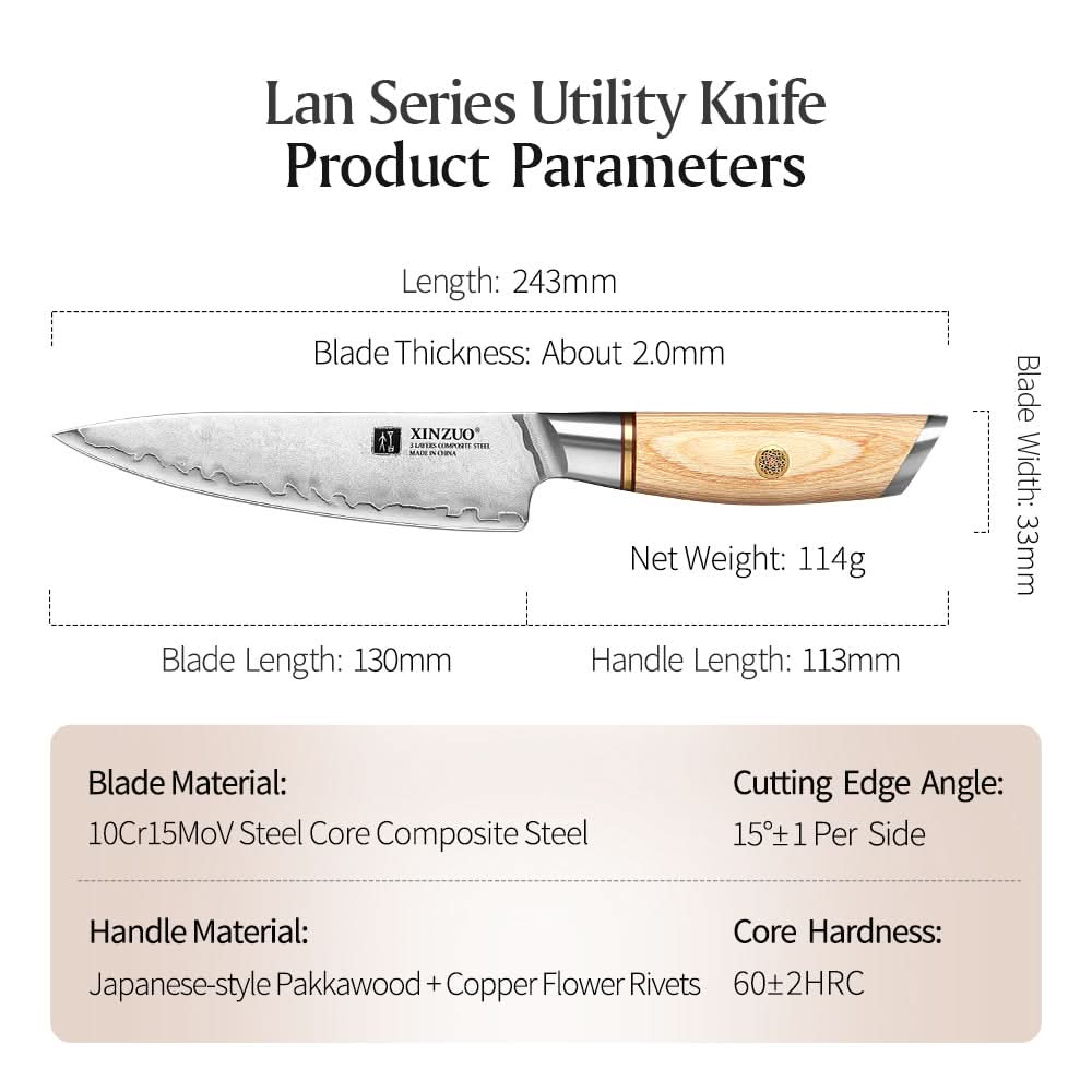 XINZUO Lan Series 3-layer Composite Steel Chef Knife – XINZUO CUTLERY