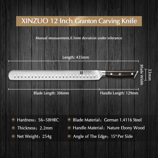 XINZUO Yu Series German 1.4116 Steel Granton Carving Knife