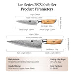 XINZUO Lan Series 73 Layers Damascus Powder Steel 2PCS Knife Set
