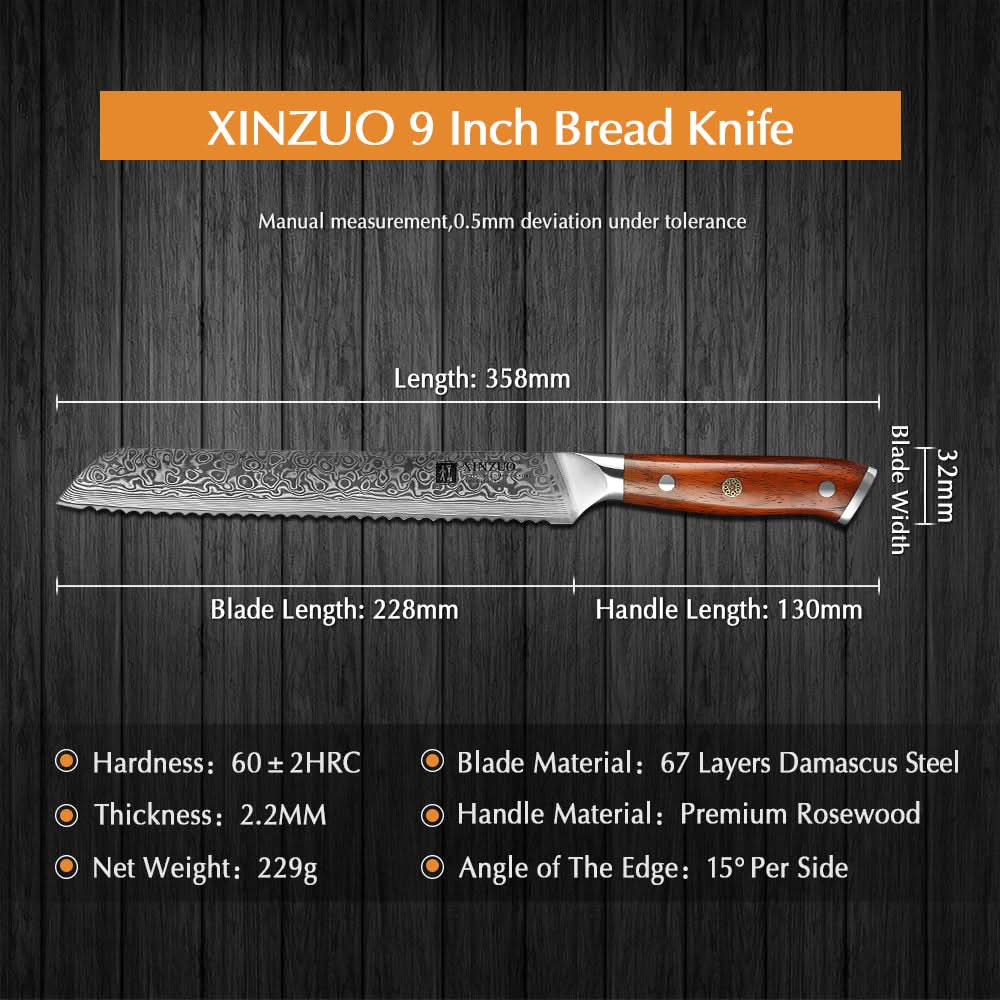 XINZUO YU SERIES 9'' inch Serrated Knife