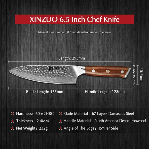 YU STRIA HAMMER DAMASCUS XINZUO 6.5" inch Chef Knife