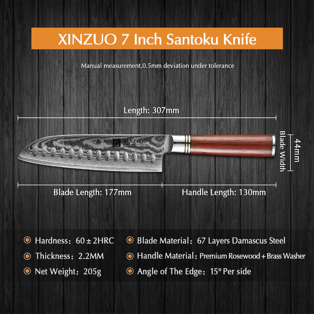 XINZUO HE SERIES 7 inch Santoku Knife