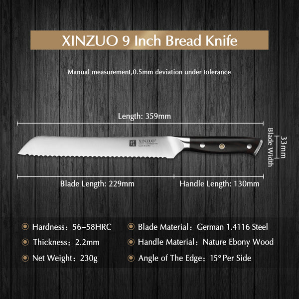 YU SERIES XINZUO 9''inch Serrated Knife