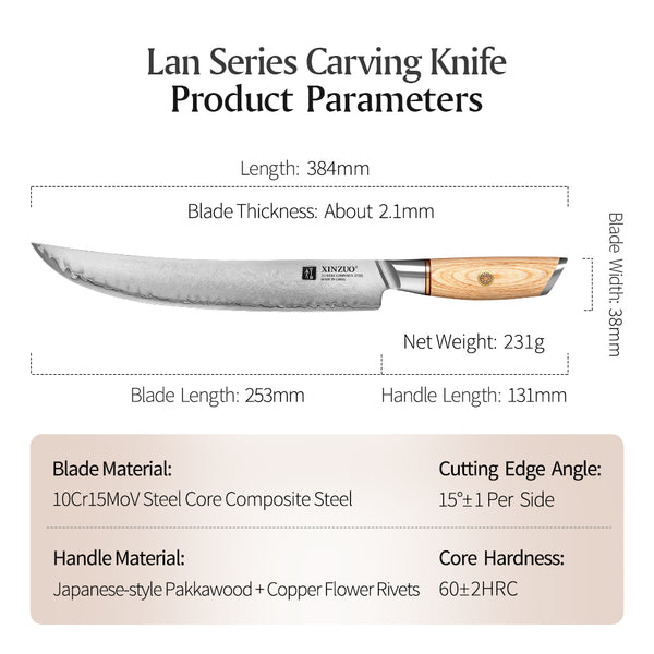 XINZUO Lan Series 3-layer Composite Steel Carving Knife