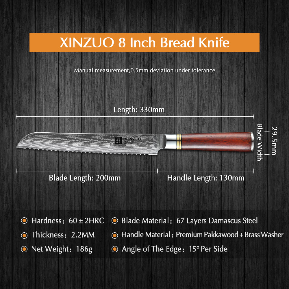 XINZUO HE SERIES  8'' inch Serrated Knife