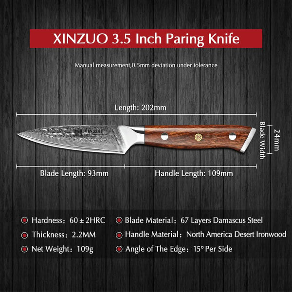 YU STRIA HAMMER DAMASCUS SERIES XINZUO 3.5"inch Paring Knife